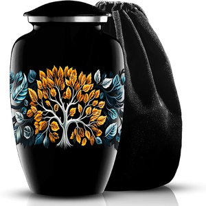 Grandes urnes de crémation de haute qualité Accessoires funéraires de style américain avec urnes de repas de couleur vin rouge pour le stockage des cendres - Product Image 6