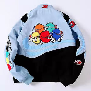 เสื้อแจ็กเก็ตนักแข่งผ้าฝ้ายวินเทจสำหรับผู้ชายเสื้อแจ็กเก็ตสำหรับขี่รถจักรยานยนต์ปักลายออกแบบได้ตามต้องการ - Product Image 2