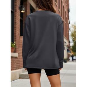 Nuevo diseño de lujo de manga larga cuello redondo hombro pendiente sólido cómodo sudadera de algodón de gran tamaño para mujer de Bangladesh - Product Image 4