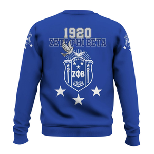 Sweat-shirt à col rond bleu et blanc Zeta Phi Beta 1920 pour femmes, vêtements grecs de sororité, haut brodé - Product Image 2