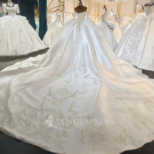 Vestido de Novia de Satén Jancember ML046, Vestido de Novia con Cuentas, Vestido de Gala con Hombros Descubiertos, Vestido de Novia para Ceremonia de <span class=keywords><strong>Matrimonio</strong></span> en Catedral - Product Image 2