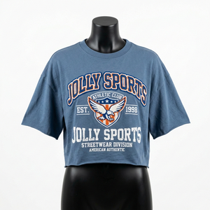 Camiseta Corta de Algodón Jersey de 220 GSM para Mujer, Color Azul Lavado, Tacto Suave, con Logotipo Personalizado - Product Image 4