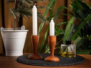 Candelero de madera estilo granja decorativo para sala de estar hecho a mano acabado Natural soporte de Pilar acento - Product Image 3