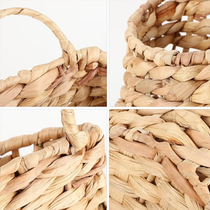 ตะกร้าผักตบชวาสานมือพร้อมที่จับตกแต่งผนังสำหรับเครื่องประดับดอกไม้ - Product Image 5