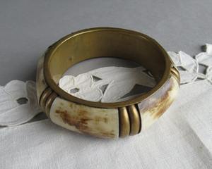 Bracelet en laiton et os, bracelet en os Vintage, bracelet pour femme, bijoux Vintage, idée cadeau, accessoire femme, style Boho - Product Image 6