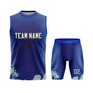 Blue Custom Logo Youth Mens Uniform Compression 7v7 Jersey Sleeveless Sublimated Customized 7v7 Uniform Wholesale 7on7 Football - Product Image 5