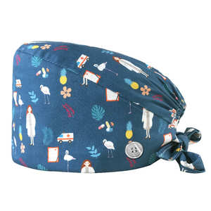 Casquettes chirurgicales brodées de haute qualité pour femmes, motif dessin animé, ajustables, en pur coton, pour infirmières, médecins, chapeaux médicaux - Product Image 4