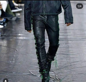 Best Deal Men's Durable Comfortable <b>Leather</b> Pants Skinny Fit High-Waist Canvas Leggings Lightweight Casual Everyday Wear <b>Outfits</b> - Product Image 6