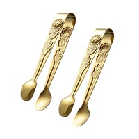 Vente en gros Pince à glace en métal couleur or pour la maison Pince seau à glace en métal de taille personnalisée avec fleur pour outils de bar