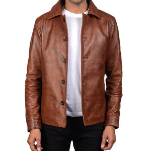 เดรสหนังแฟชั่นผู้ชายระบายอากาศได้ดีเสื้อเชิ้ตหนังแบบเรียบๆน้ำหนักเบา - Product Image 5