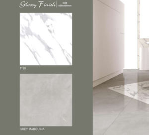 กระเบื้องปูพื้น/ผนังพอร์ซเลนขัดเงาสีขาว ขนาด 600x600 มม. ดีไซน์ทันสมัย คุณภาพเกรด AAA พร้อมคุณสมบัติกันความร้อนและทนไฟ - Product Image 2