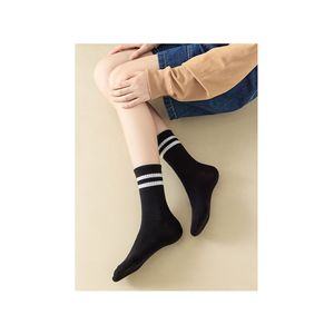 Unisex lunghe comode calze da Tennis sportive universitarie in cotone a righe 12 pz 6 bianco 6 nero - Product Image 4