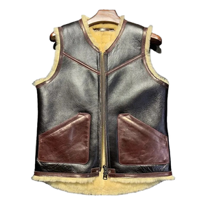 Chaleco de piel sintética para hombre, chaqueta cálida de invierno sin mangas, elegante Chaleco de motociclista, ropa de abrigo de moda personalizada al por mayor - Product Image 2