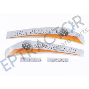 New Hollandd TD100D Tractor Hood Decal <b>Sticker</b> Kit White <b>Yellow</b> Vinyl Decal Set - Product Image 2