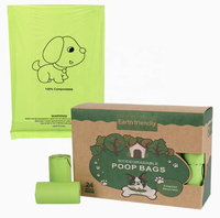 Sacs à déjections canines compostables OEM ODM en amidon de maïs PLA PBAT, sacs à déchets pour animaux de compagnie à base de plantes, extra épais, anti-fuites, 18 microns, Walmart