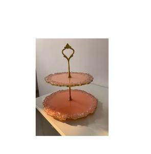 White and Gold Resin Cake Stand Color with Round Shape 2 Tier Shape <b>for</b> Home and <b>Birthday</b> Party Ware Use - Product Image 4