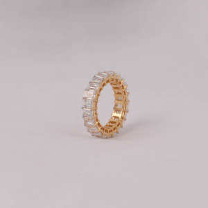 Alliance de mariage unisexe en plaqué or 14 ct, diamant de laboratoire certifié sans conflit, coupe rayonnante éternelle, style classique - Product Image 3