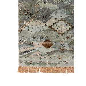 Tapis Manchaha noué à la main en laine et soie de bambou, motif patchwork bleu, pour grande surface, rectangulaire, pour couloir, fait main, grande surface, pour salon - Product Image 4