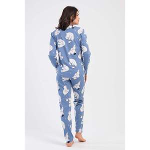 Conjunto de Pijama KADIN P.SUPREM O YAKA UZUN KOL ETEGI OVAL - AZUL MARINO CLARO - AZUL MARINO CLARO - Product Image 5