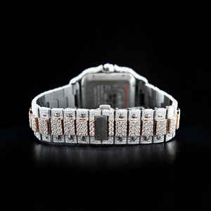 Montre analogique en acier inoxydable de haute qualité cultivée en laboratoire avec diamant carré de luxe nouveau design avec bande analogique - Product Image 3