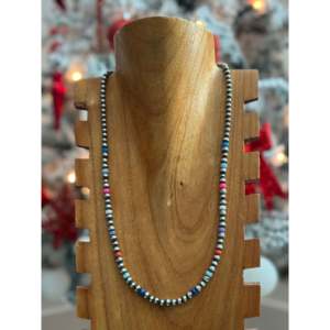 Collier tendance style Navajo avec perles, plaqué rhodium, opale et chaînes en argent sterling pour mariage et cadeau - Product Image 1