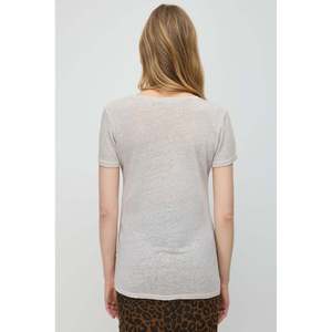 Camiseta Básica de Lino con Cuello en V - Product Image 3