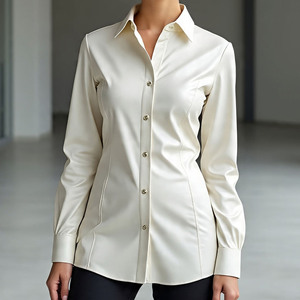 Wholesale Ladies Trendy White Leather Shirt Embroidered Style Spring Winter Clothing Button Plus Size Women's Trench Cheap Price - Product Image 6