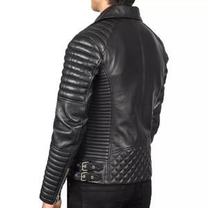 Unisex cuero genuino impermeable transpirable Anti-UV cuello mandarín cierre de cremallera algodón forrado invierno Moto & Biker chaqueta - Product Image 4