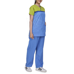 Venta al por mayor colorido enfermería uniforme uniformes médicos Spandex poliéster Scrubs traje conjuntos en precio de venta - Product Image 3