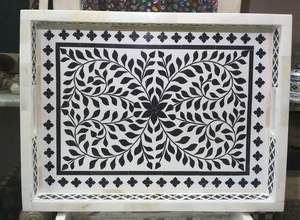 Meilleure vente de plateau de service alimentaire de forme personnalisée décoratif en incrustation d'os de qualité d'exportation indienne du fabricant et fournisseur indien SCI - Product Image 6