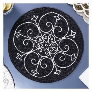 Luxury <b>Silver</b> Gold Beaded <b>Placemat</b> Handmade Table Mat Charger Plate Embroidered Centerpiece Factory Export by glowin fashion - Product Image 4