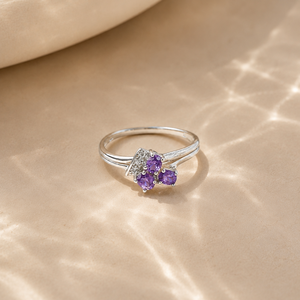 Amethyst Floral Cluster <b>Ring</b>-<b>Crystal</b> Jewelry for Women - Product Image 5