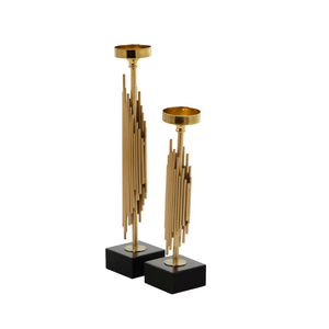 Set of 2pcs Gold Plated Metal Contemporary <b>Candle</b> Holder for Decorative Centerpiece Bulk Supplies Available at Reasonable Price - Product Image 2