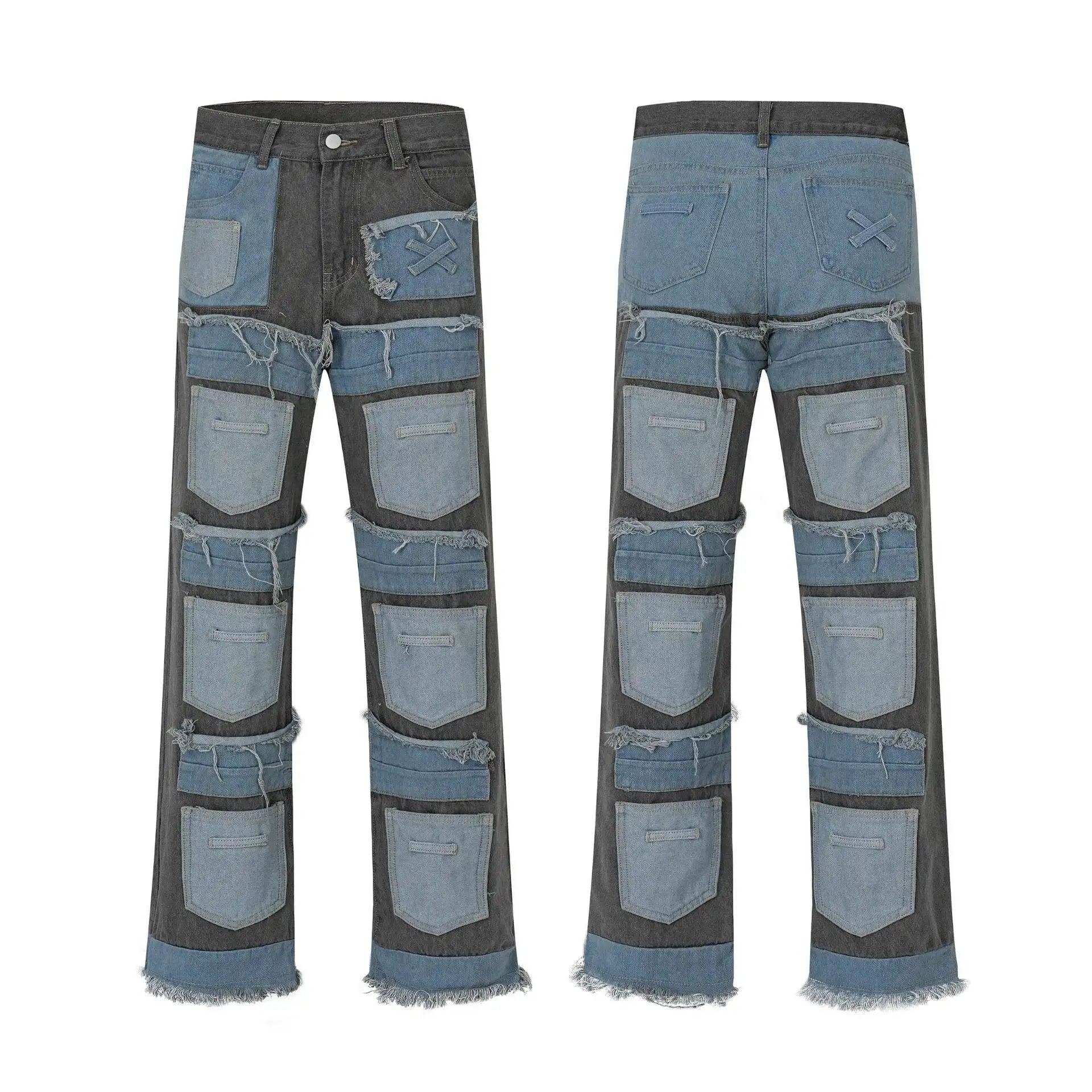 Pantaloni in denim personalizzati multi tasche strappati jeans jeans uomo uomo jeans uomo 2024