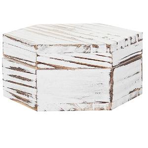 En forme hexagonale en bois avec boîte à bijoux blanche Kit de maquillage boîte de rangement filles femmes maison collier boucle d'oreille boîte à souvenirs - Product Image 1