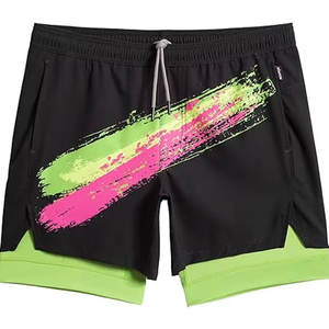 Pantalones Cortos Deportivos de Doble Capa para Hombre, Pantalones Cortos de Correr Elásticos, Pantalones Cortos de Gimnasio de Doble Capa para Hombre, Pantalones Cortos Deportivos Transpirables para Entrenamiento - Product Image 1