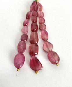 ลูกปัดรูเบลไลต์ธรรมชาติทรงกลม 3 เส้น สำหรับทำเครื่องประดับอัญมณีชั้นดี - Product Image 4