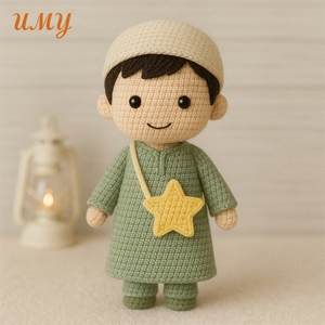 Cadeaux de l'Aïd, cadeaux de naissance, poupée amigurumi au crochet personnalisée, jouets islamiques pour garçons musulmans, poupées en coton pour filles avec hijab pour enfants musulmans - Product Image 4