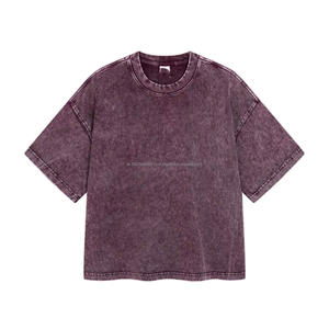T-shirt personnalisé 100 % coton épais, coupe ample, manches courtes, col rond, style streetwear tendance, délavé à l'acide - Product Image 5