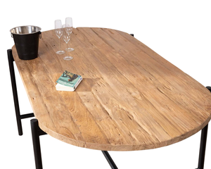 Mesa de Comedor Vintage Industrial de Madera Maciza con Patas Plegables de Metal, Acabado Natural, para 6 Personas, Ideal para Hogar, Villa u Hotel - Product Image 6