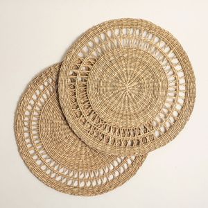 Mantel Individual Redondo de Ratán Natural Hecho a Mano, Tapete de Mimbre Tejido a Mano, Decoración de Mesa de Comedor Estilo Rústico - Product Image 1