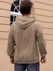 Sweat-shirts à capuche décontractés pour hommes à manches longues en polaire douce avec poche zippée, pour l'hiver, couleur unie, technique - Product Image 4