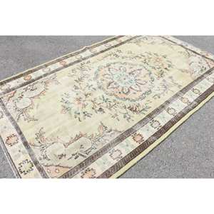 Auténtica alfombra turca de área grande 5,2X8,6 pies verde Beige hecho a mano clásico para dormitorio Rectangular pasillo alfombra de diseño abstracto - Product Image 4