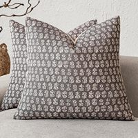 Housse de coussin vintage en coton 100% tissé à rayures et imprimé à la main, motif floral, écologique, lavable, décoration intérieure