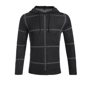 Streetwear tendance élégant pour hommes, pull à capuche 100% coton, confortable, pull à manches longues pour l'extérieur, tenue décontractée géométrique - Product Image 1