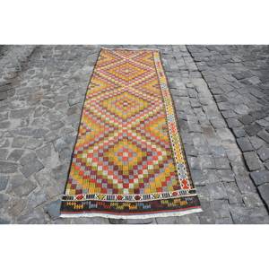 Alfombra turca étnica Vintage de 3x8 pies, lana Beige, área grande, diseño de retazos rectangular clásico, respaldo de látex para pasillo, alfombra para habitación - Product Image 1