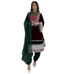 Vestidos Vintage afganos fabricados profesionalmente, cremalleras de encaje bordadas completas de manga larga, tela personalizada - Product Image 4