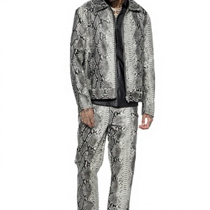 Survêtement homme imprimé serpent, manches longues, fermeture éclair, tenue streetwear, coupe classique, motif animal, matière polyester, automne - Product Image 1