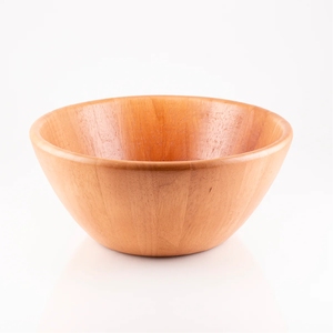 Bol de service en bois de caoutchouc artisanal, style japonais minimaliste, bol à salade en bois, vaisselle écologique réutilisable pour la maison - Product Image 1