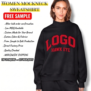 เสื้อสเวตเชิ้ตคอเต่าผู้หญิงแบบสั่งทำ OEM ผ้าฝ้ายฟลีซ 100% ทรงโอเวอร์ไซส์ ปักลาย - Product Image 1